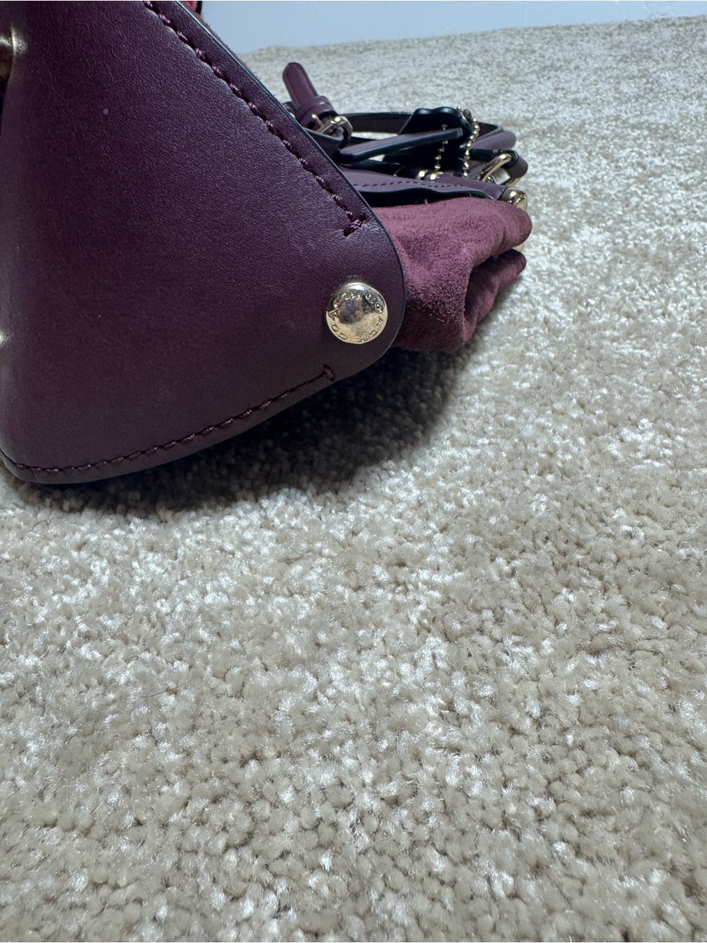 Coach Plum Leather Satchel with Gold Hardware - Picture 8 of 8